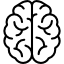 Small top view of black and white brain icon.